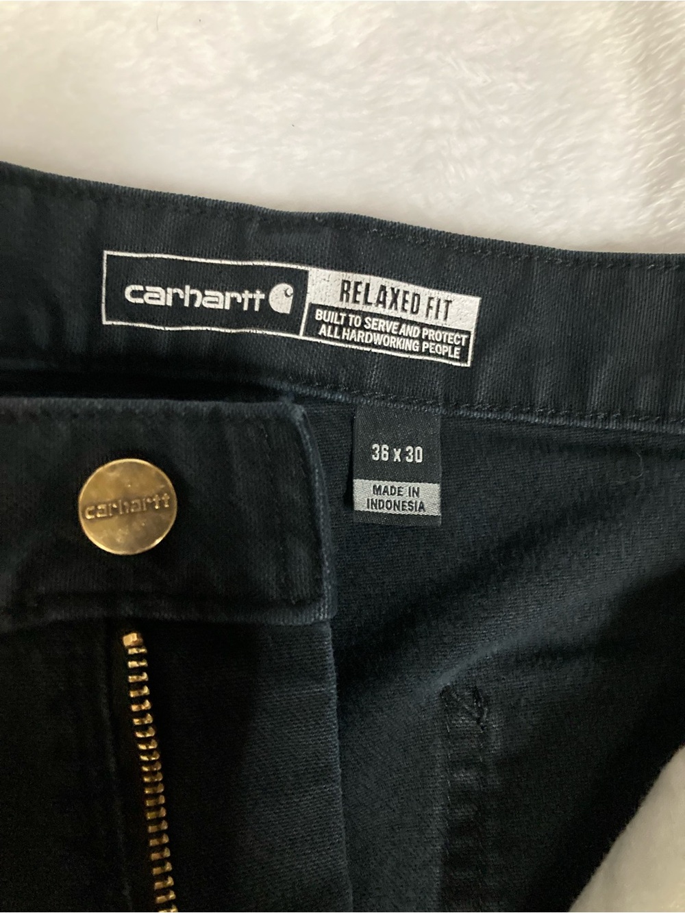 Carhartt Relaxed Fit Men's Jeans - Black with Gold Hardware
